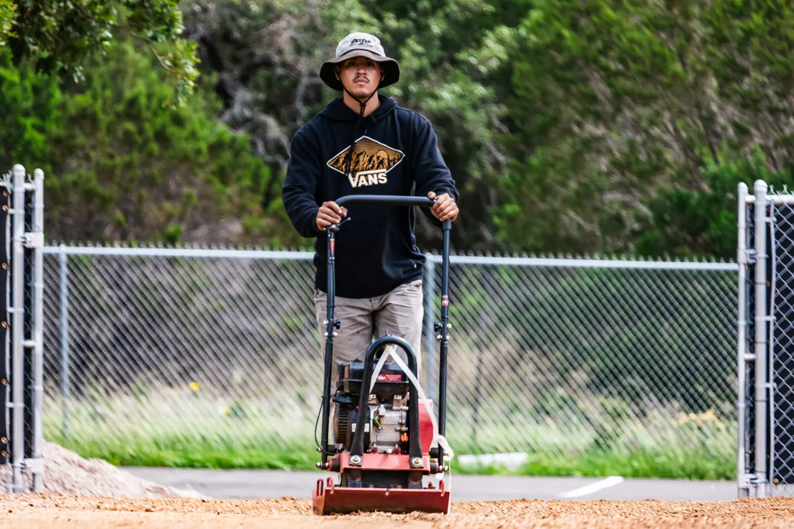 Plate compactor on new base